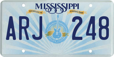 MS license plate ARJ248