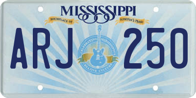 MS license plate ARJ250