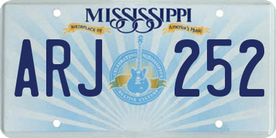 MS license plate ARJ252