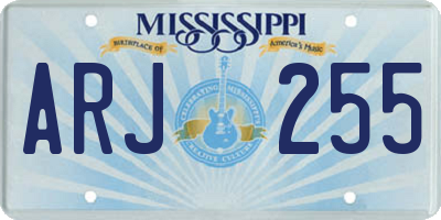 MS license plate ARJ255