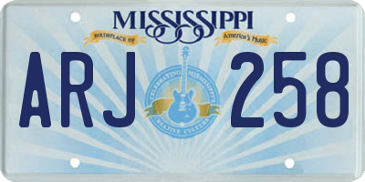 MS license plate ARJ258
