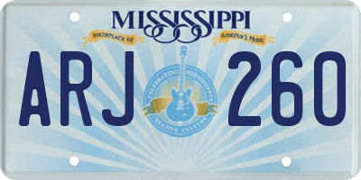 MS license plate ARJ260