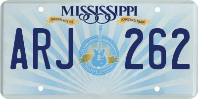 MS license plate ARJ262