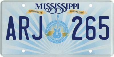 MS license plate ARJ265