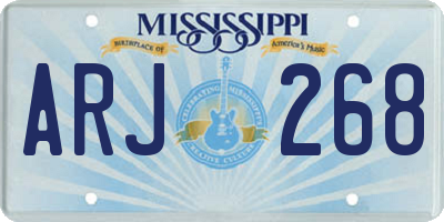 MS license plate ARJ268