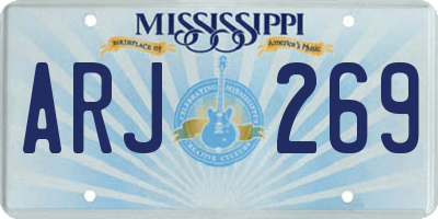 MS license plate ARJ269