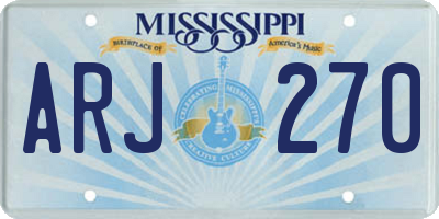 MS license plate ARJ270