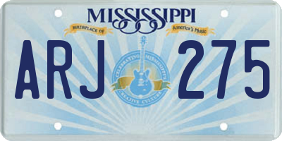 MS license plate ARJ275