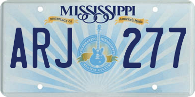 MS license plate ARJ277