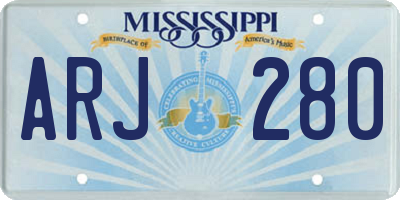 MS license plate ARJ280