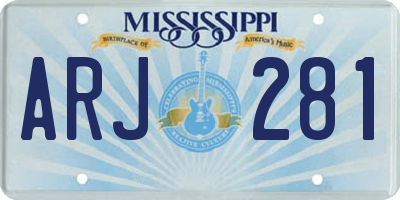 MS license plate ARJ281