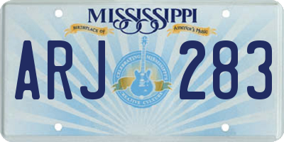 MS license plate ARJ283