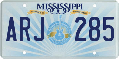MS license plate ARJ285