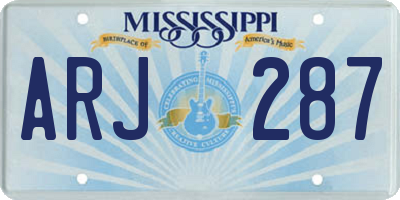 MS license plate ARJ287
