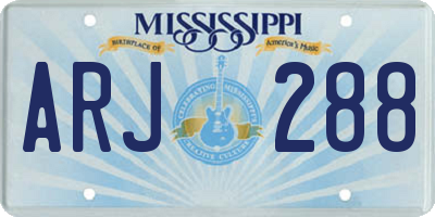 MS license plate ARJ288