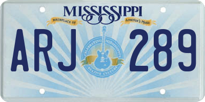 MS license plate ARJ289