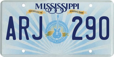 MS license plate ARJ290