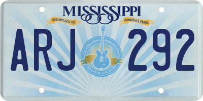 MS license plate ARJ292
