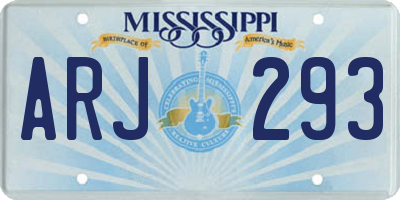 MS license plate ARJ293
