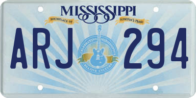 MS license plate ARJ294