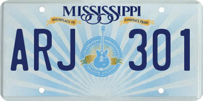 MS license plate ARJ301