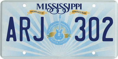 MS license plate ARJ302