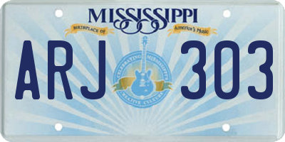 MS license plate ARJ303