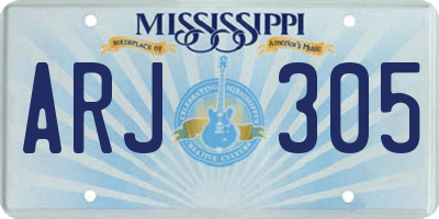 MS license plate ARJ305