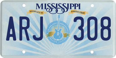 MS license plate ARJ308