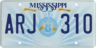 MS license plate ARJ310
