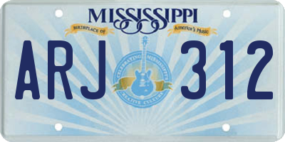 MS license plate ARJ312