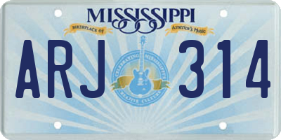 MS license plate ARJ314