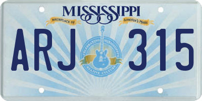 MS license plate ARJ315