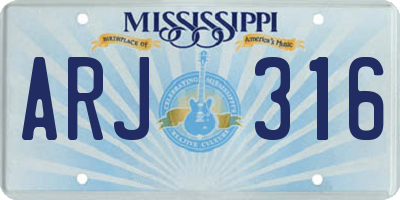 MS license plate ARJ316