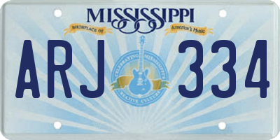 MS license plate ARJ334