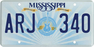 MS license plate ARJ340
