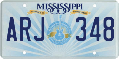 MS license plate ARJ348