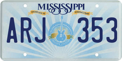 MS license plate ARJ353