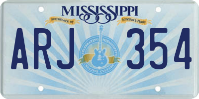 MS license plate ARJ354