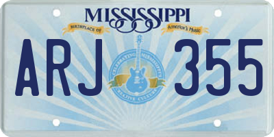 MS license plate ARJ355