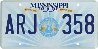 MS license plate ARJ358