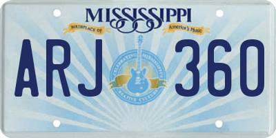 MS license plate ARJ360