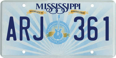 MS license plate ARJ361