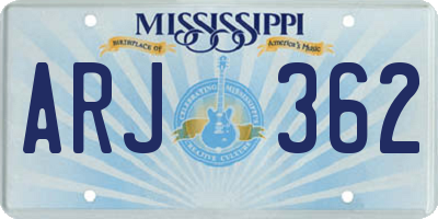 MS license plate ARJ362