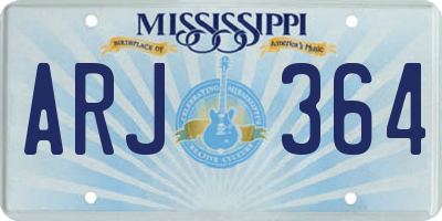MS license plate ARJ364