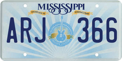MS license plate ARJ366