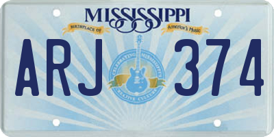 MS license plate ARJ374