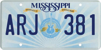 MS license plate ARJ381