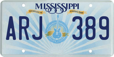 MS license plate ARJ389