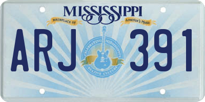 MS license plate ARJ391
